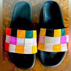 Charlotte Stone Leather Slides